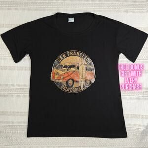 Black San Francisco California VW Van Graphic Tee Size S